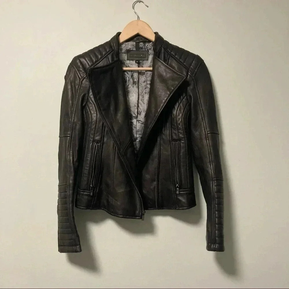 Black Rivet black leather motorbike  jacket